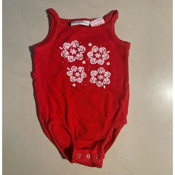 Red Floral Onesie For Girls - Picture 1 of 4